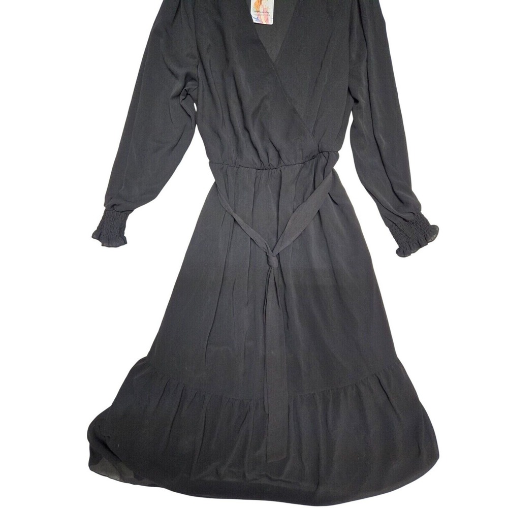 Prettygarden Black Boho Maxi Dress XXL Long Sleeve Ruffle Hem